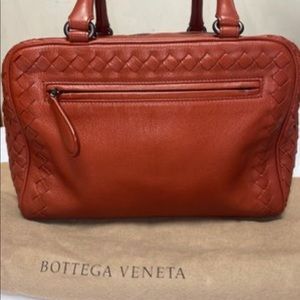 Bottega Intreciatto Red Rustic Doctors Bag